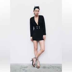ZARA NWT PEARL APPLIQUÉ BELTED BLAZER DRESS